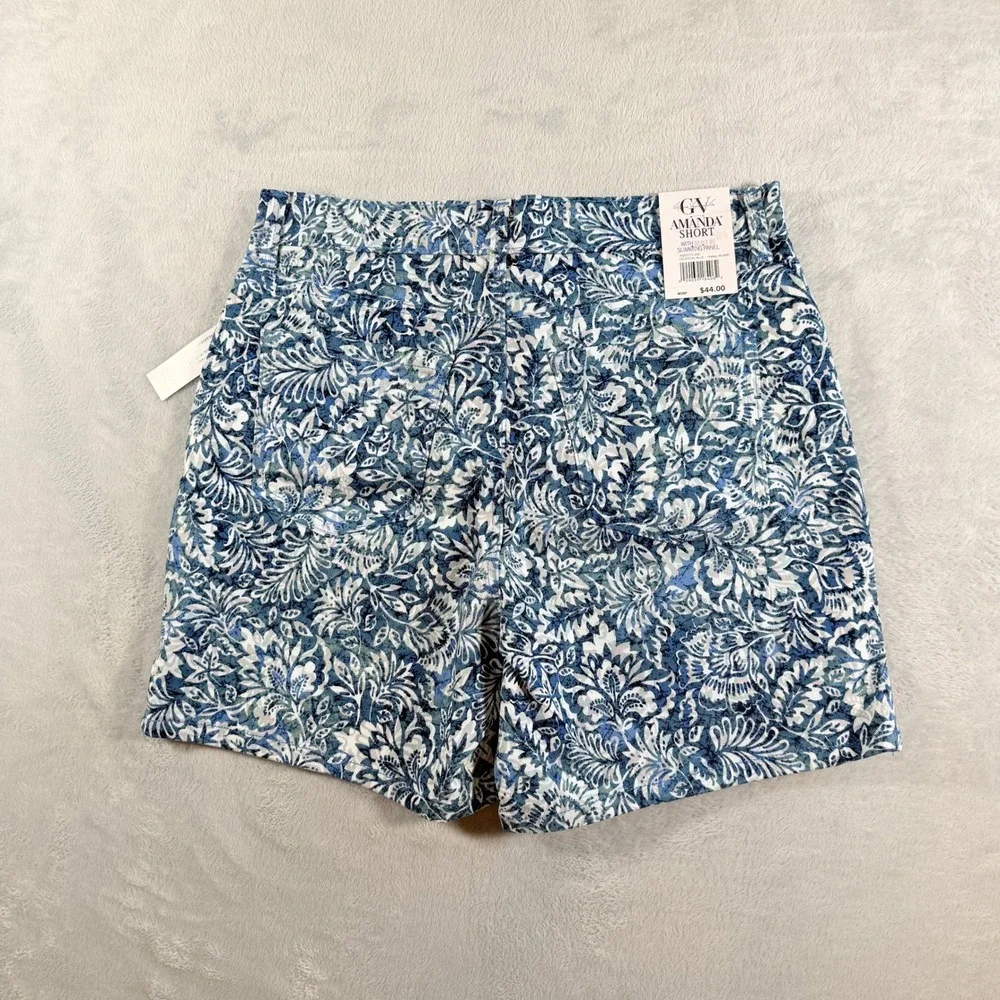 Gloria Vanderbilt Amanda Classic High Rise Floral Denim Shorts Blue NWT 8